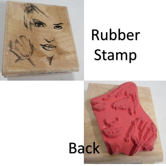 "That Look" Woman & Tulip Flower Rubber Stamp Wood Block Stampabilities - Picture 1 of 8